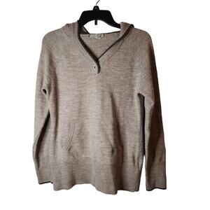 Smartwool Sweater Womens Medium Hoodie Style 100% Merino Wool Tan & Beige